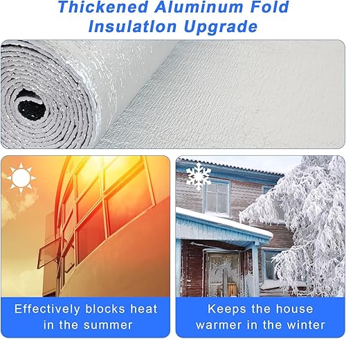 Miniatura 2 de HADOR Kit de aislamiento de ventana para invierno de 59 x 99 pulgadas, rollo de lámina de espuma de aislamiento reflectante, aislamiento de algodón