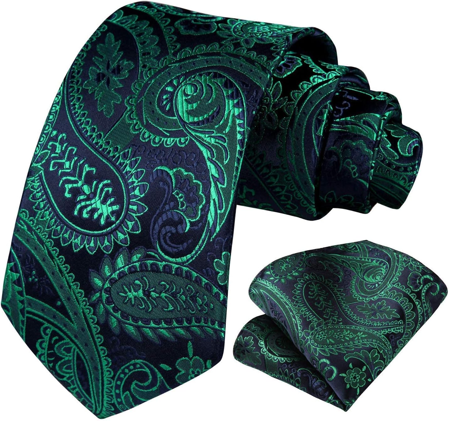HISDERN Ties for Men Paisley Floral Tie Handkerchief Classic Woven Business Formal Necktie and Pocket Square Set Wedding - Image 3