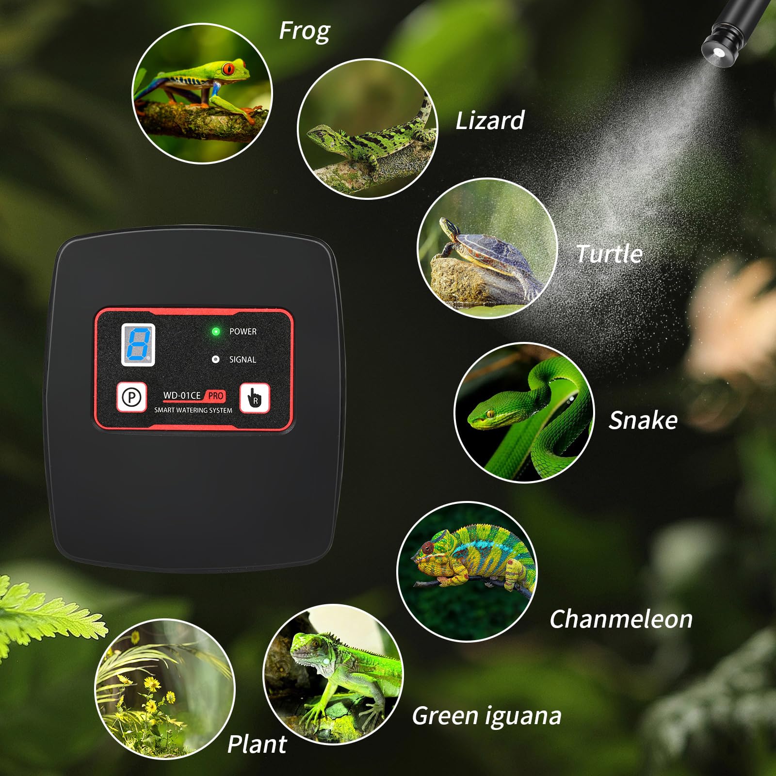 Système d'arrosage intelligent pour terrarium avec minuterie et 4 buses réglables 360°