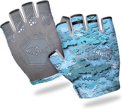 Riverruns SwiftShield Fishing Gloves Shortened Wrist UPF50+ Sun Gloves Fingerless Lightweight Breathable Hiking Driving Kayaking Paddling