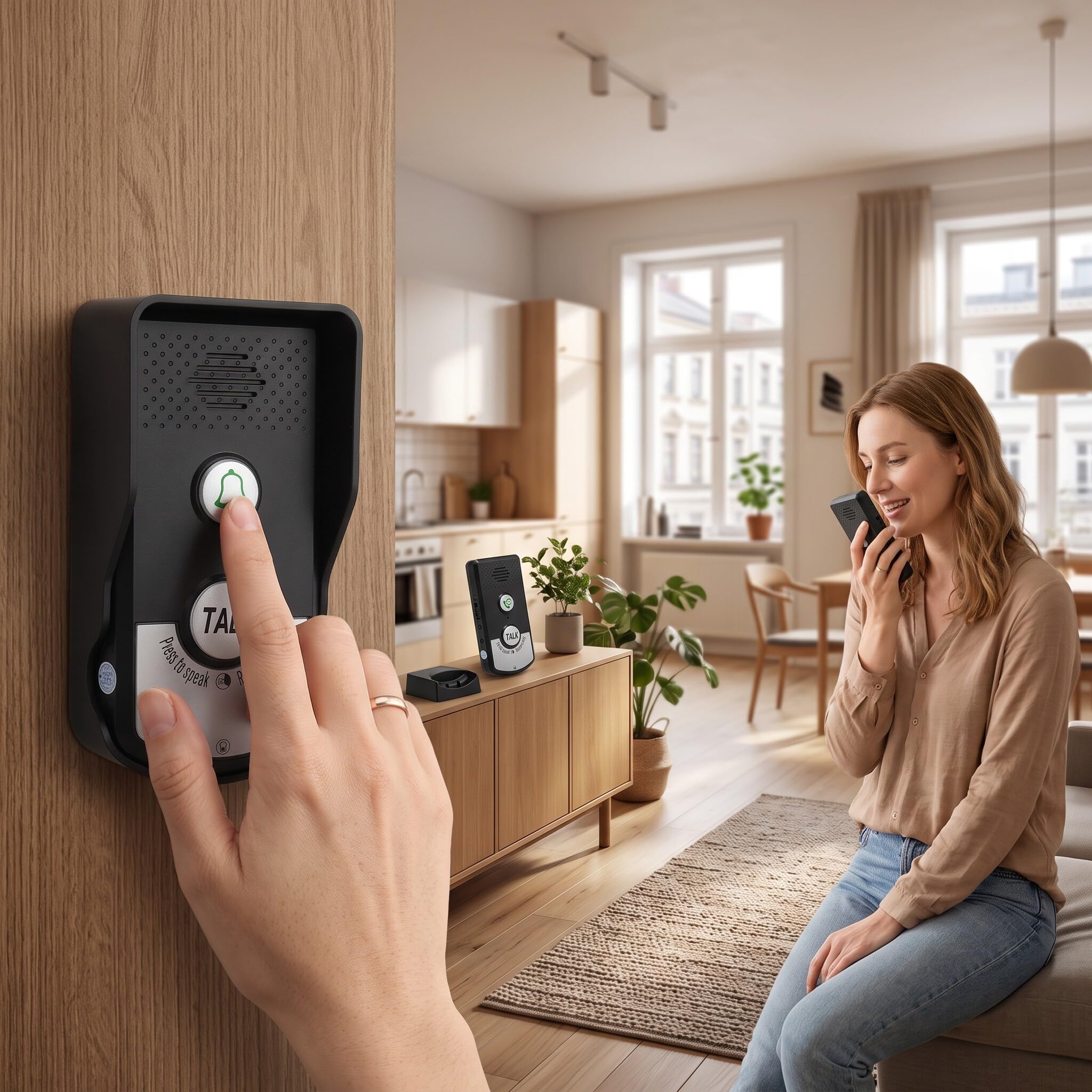 Yosoo Health Gear Campanello Interfonico Wireless, Interfonico Vocale a Lunga Distanza, Citofono Domestico e Campanello, Internet Non Richiesto, Tolleranza All'acqua IP54 per Casa e Hotel