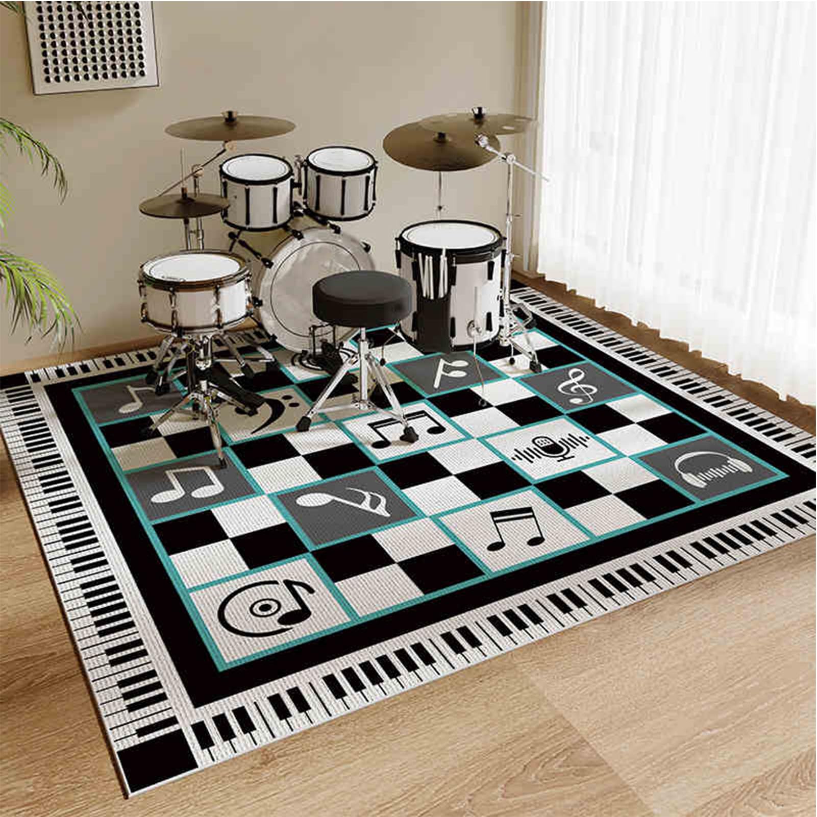 Tapis De Batterie 200 X 160 Cm Tapis Pour Batterie Acoustique Insonorisant, Professionnel Rectangulaire U00c9lectronique Jazz