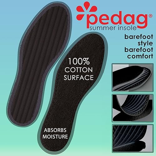 Miniatura 2 de Pedag Summer - Plantilla alemana de rizo de algodón puro, lavable, absorbente del sudor, control de humedad, negro, EE. UU. 12l29.5ft42 EU (paquete