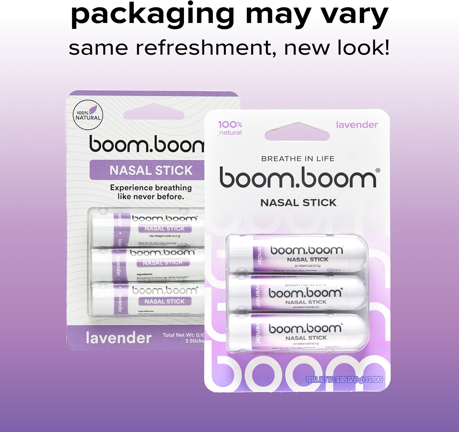 BoomBoom Nasal Stick | Vapor Flow Technology | Cool Refreshing Sensation | Natural Mood Boost | Simple Ingredients | Essential Oils + Menthol Inhaler (Lavender) - Image 2