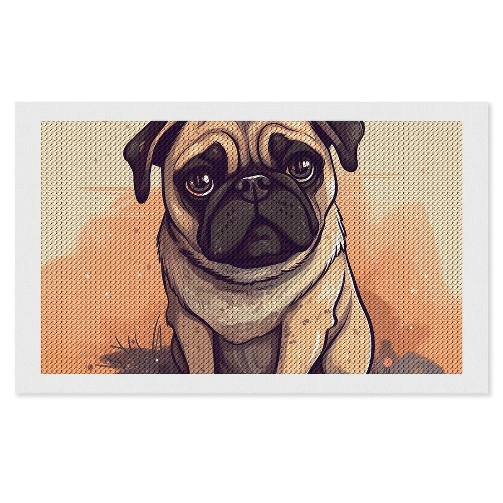 NONHAI Diamond Painting Kits for Adults - DIY Diamond Art Kits for Beginners - Full 5D Paint Drill Diamond Dots Paintings- Pug Cartoon Diamonds Pictures Gem Art and Craft Wall Decor 12"x20"