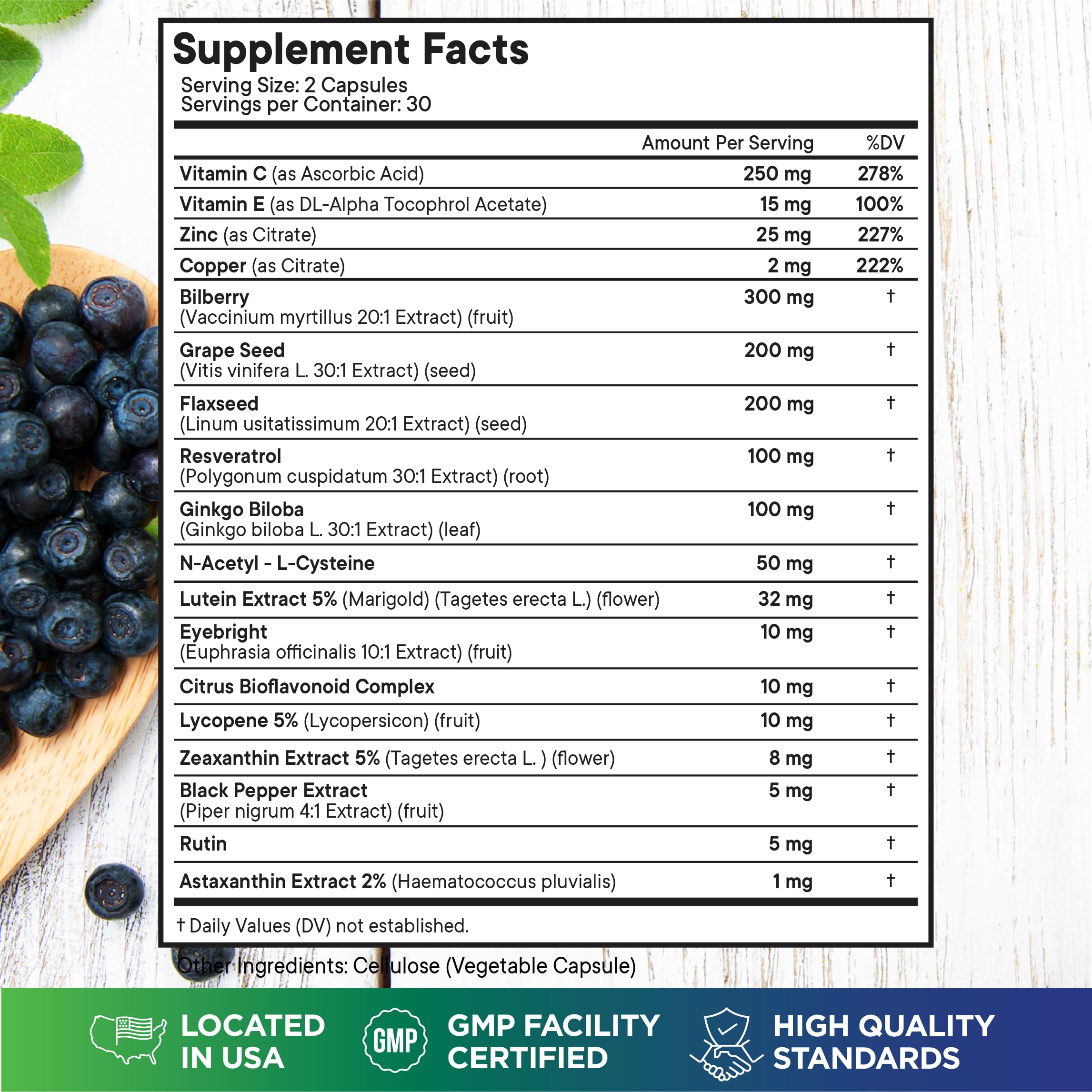 Superfood MD Eye Health Vitamins with Bilberry Lutein & Zeaxanthin Lycopene 40mg Resveratrol Grape Seed Extract Astaxanthin- AREDS 2 - Eye Vitamin - 120 Capsules — Amazon image 2