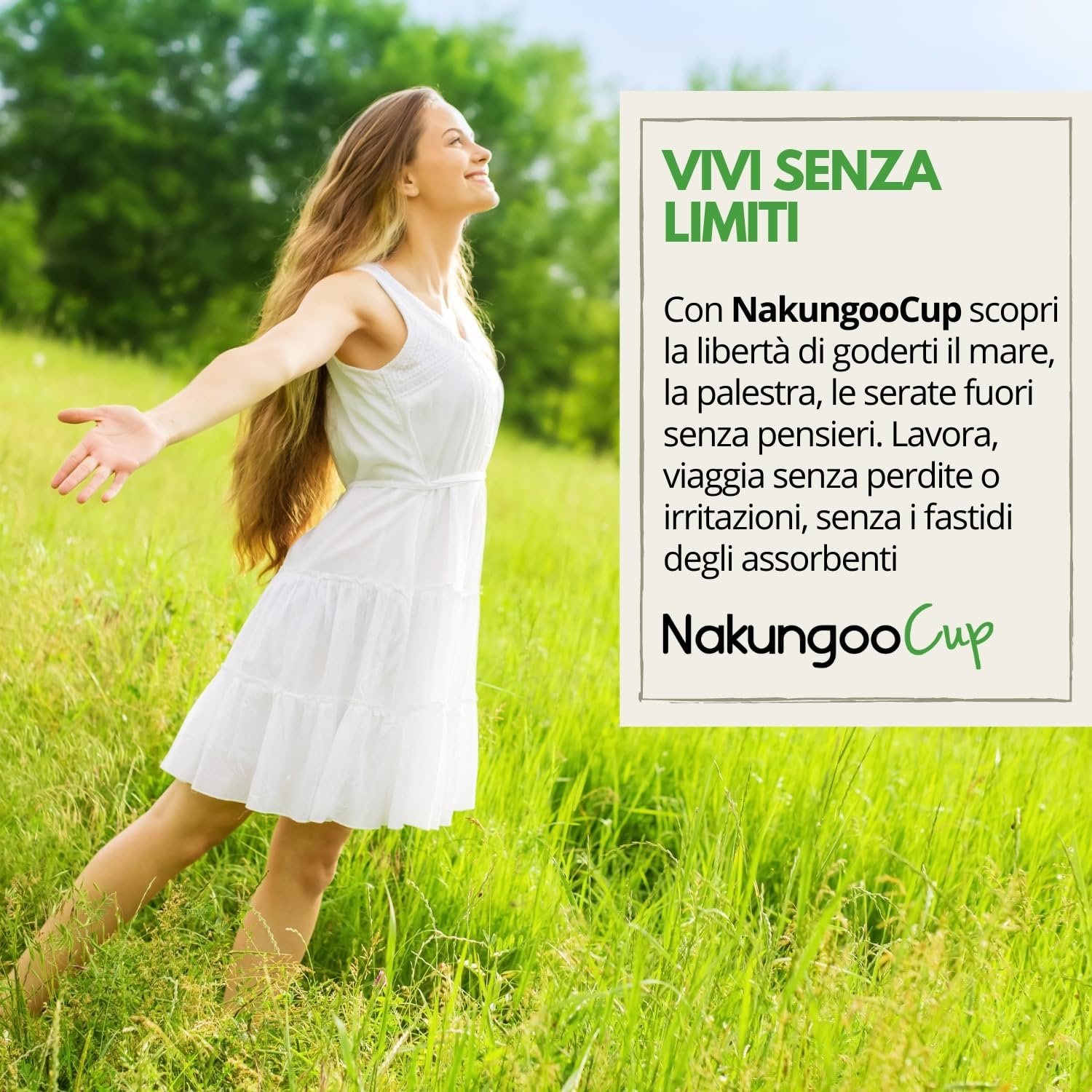 Nakungoo Cup Coppetta Mestruale Morbida 100% Silicone Medicale Certificata, Anallergica, Riutilizzabile per Flusso Abbondante | Kit Completo 2 Taglie (S e L) con Sterilizzatore, Sacchetta e Spazzolina