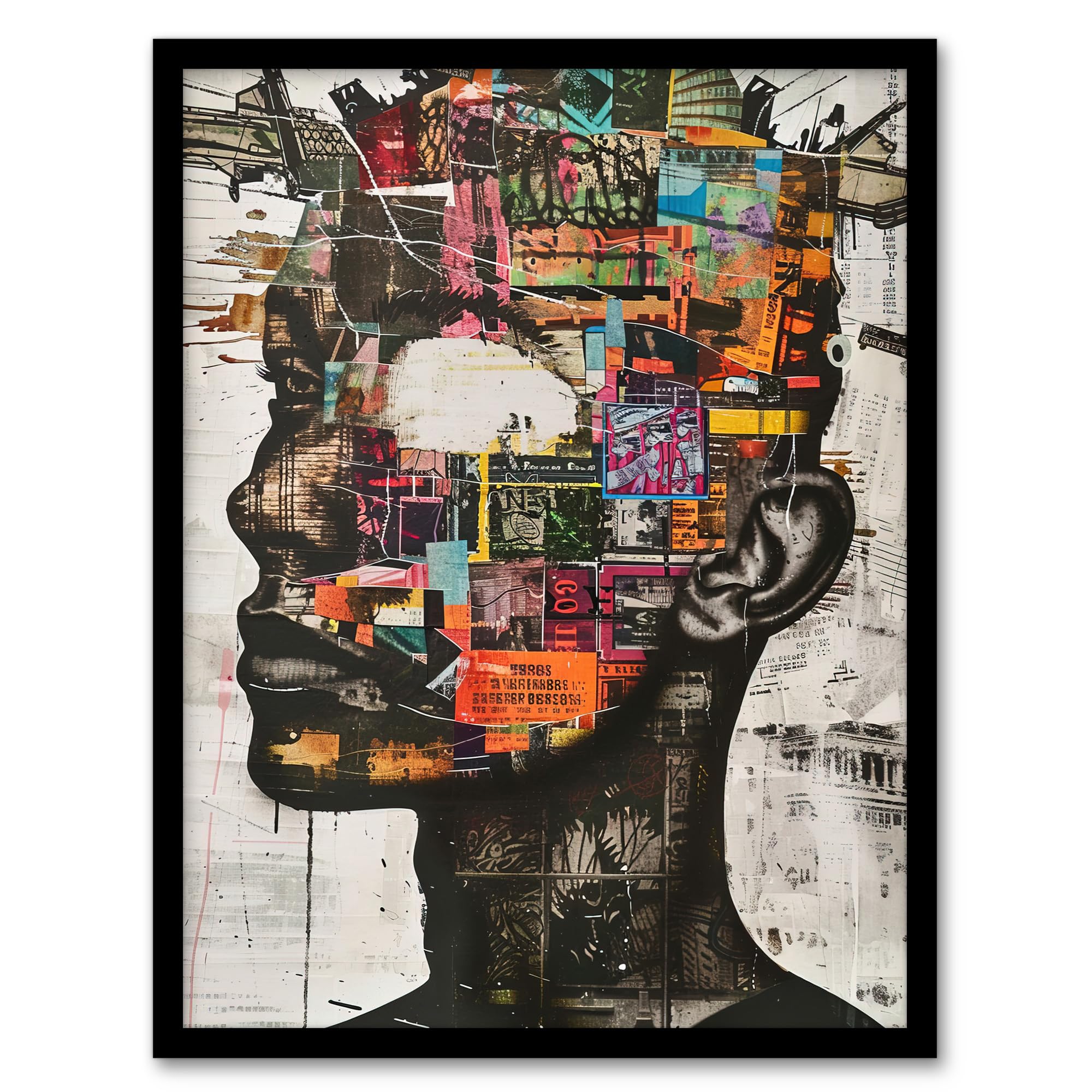 Artery8 Modern Art Punk Portrait Collage Bold Statement Living Room Artwork Framed Wall Art Print A4