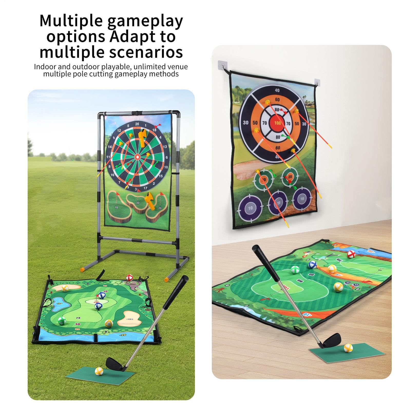 Golfspielmatte zum Hacken, Golfspielmatte zum Hacken, große doppelseitige | Praxismatte für Training, komplettes Trainings-Set, Tischplatte