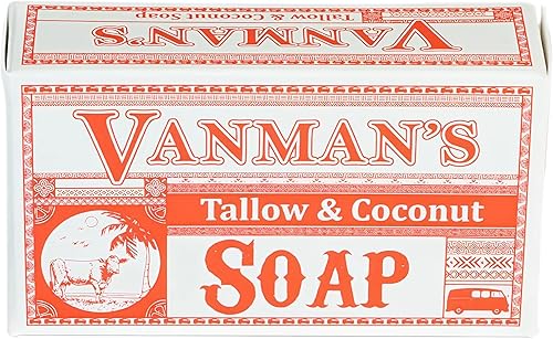 VanMan Beef Tallow and Coconut Oil Bar Soap – Pure Grass-Fed Beef Tallow Soap wi