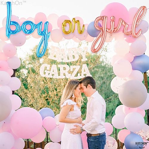 Miniatura 5 de KatchOn, Globo de escritura para niños o niñas, 36 pulgadas, globos para niños y niñas para decoraciones de revelación de género, suministros de