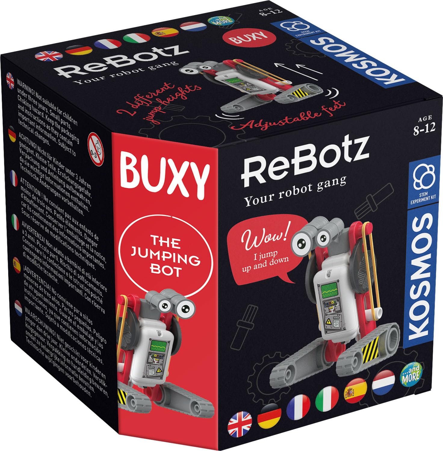 Kosmos 617042 ReBotz - Buxy The Jumping Bot, Mini-Roboter zum Bauen, Spielen und Sammeln für eine Robo-Gang, Roboter-Spielzeug, Experimentier-Set für Kinder ab 8-12 Jahre, Multisprache