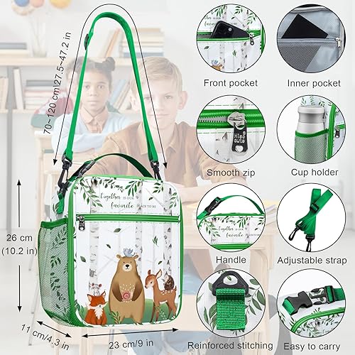 Miniatura 4 de Clastyle Lonchera aislada con diseño de ciervo, oso y zorro, bolsa de almuerzo escolar para niños y niñas, bolsa de mano para picnic al aire libre,