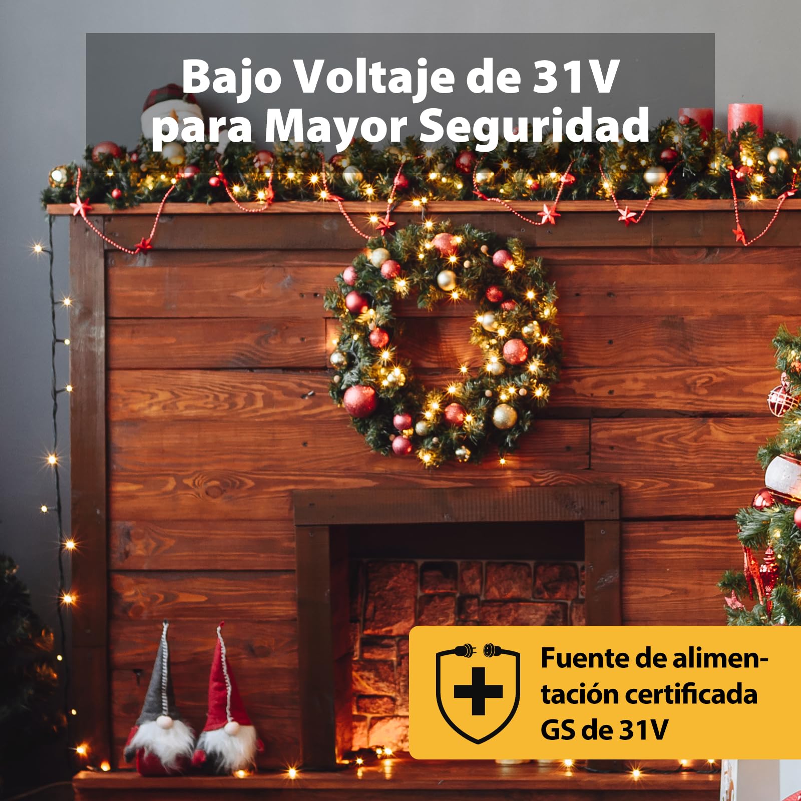SALCAR 23m 360 LEDs Cadena de Luces, IP44 Impermeable Cadena Ligera Navidad, Cadena Luminosa con 8 Modos, Decoración Interior Exterior para Jardín Balcón Fiestas (Blanco cálido)