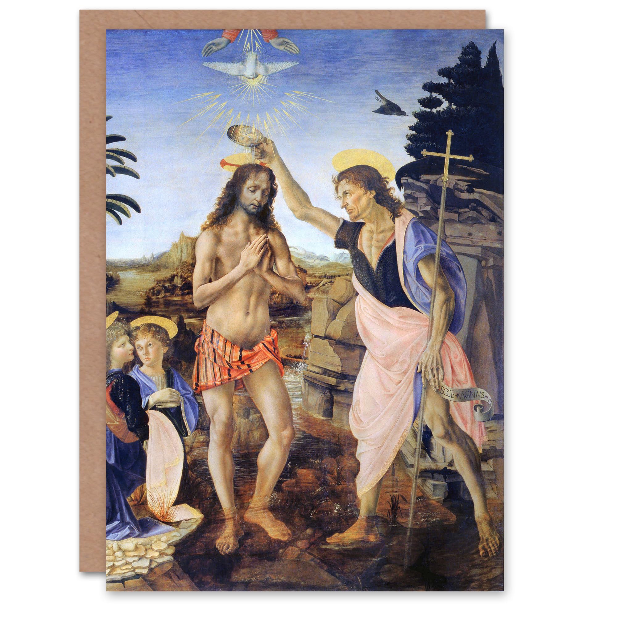 Artery8 Leonardo da Vinci Art Card Verrocchio Baptism of Christ