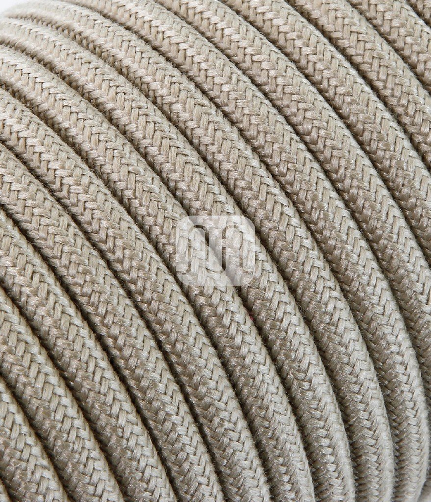 Cavo elettrico tondo rotondo rivestito in tessuto colorato Filato Grezzo Canvas Sabbia 50 metri 2x0,75 per lampadari, lampade, abat jour, design. Made in Italy!