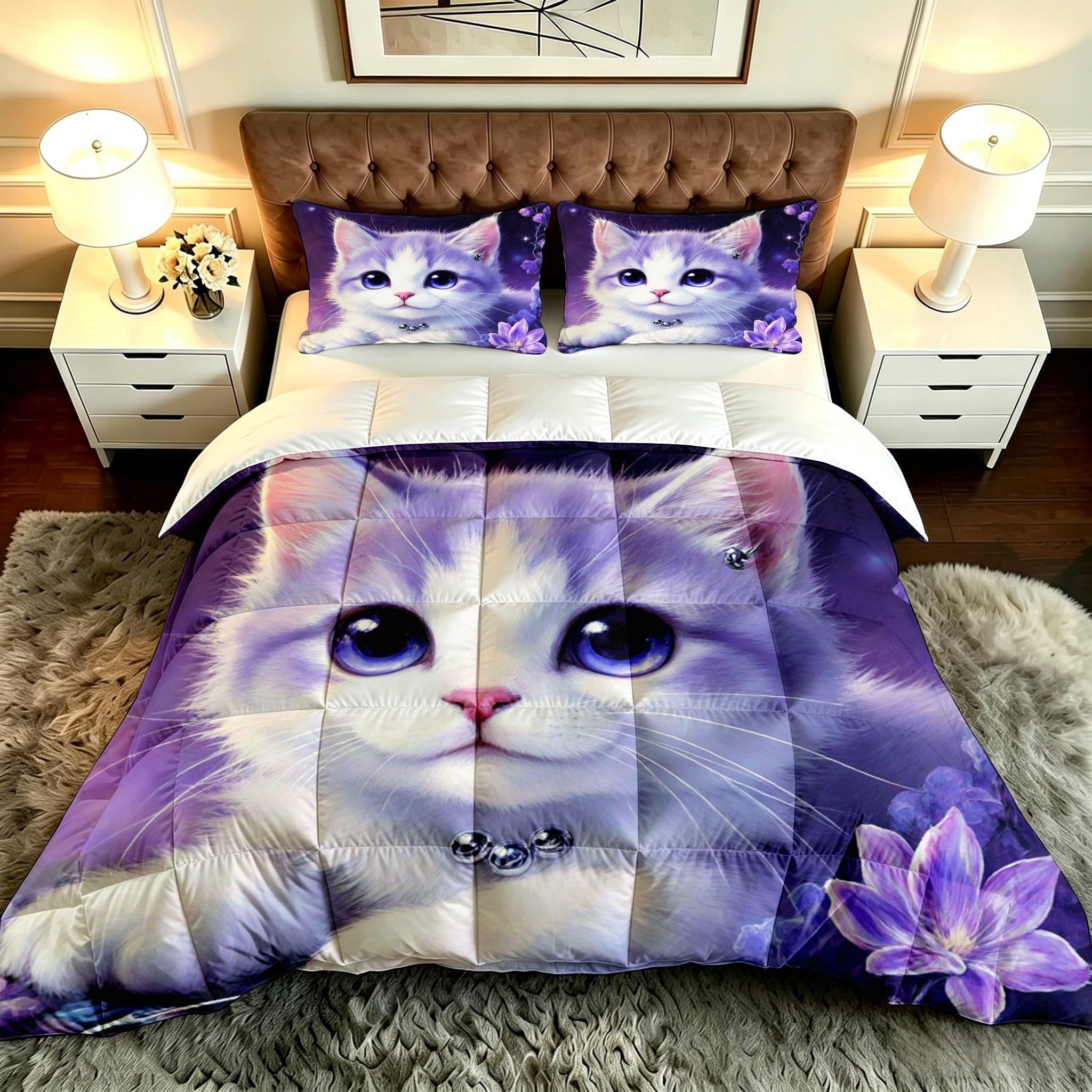 Edredón 200x200 cm Gato Morado per Letti Matrimoniali-A18