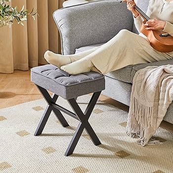 Amazon.com: IBUYKE Square Makeup Stool with X-Leg Foot Rest