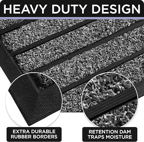 Miniatura 5 de ubdyo Paquete de 2 tapetes resistentes para puerta de entrada al aire libre, tapetes para atrapar la suciedad fangosa, tapetes para puerta delantera