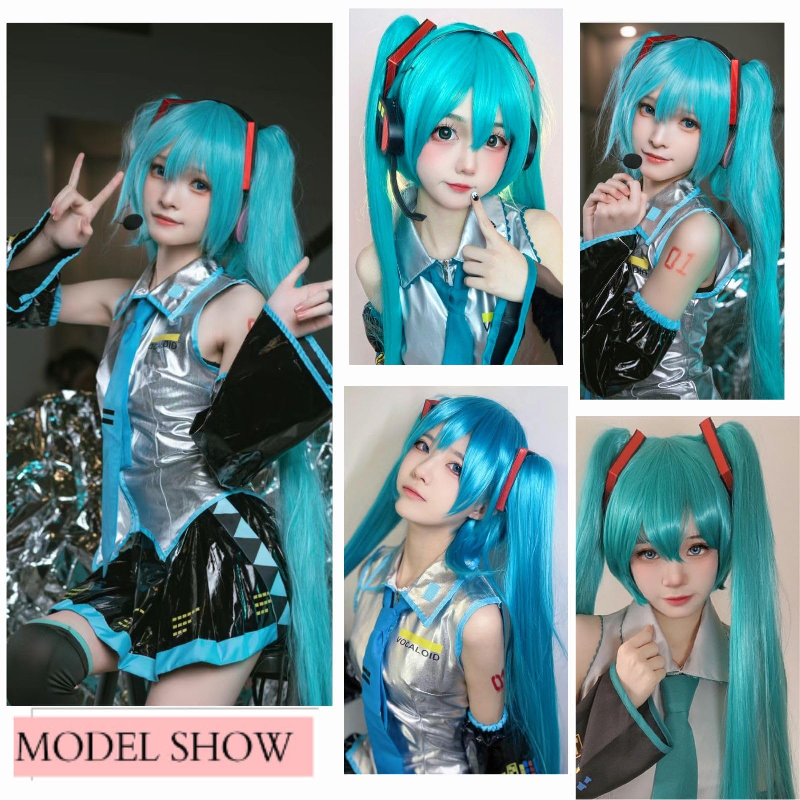 Ebingoo Blue Braided Cosplay Wig for Women + Wig Cap Long Straight Synthetic Costume Wig for Halloween Costume Anime Party: Green