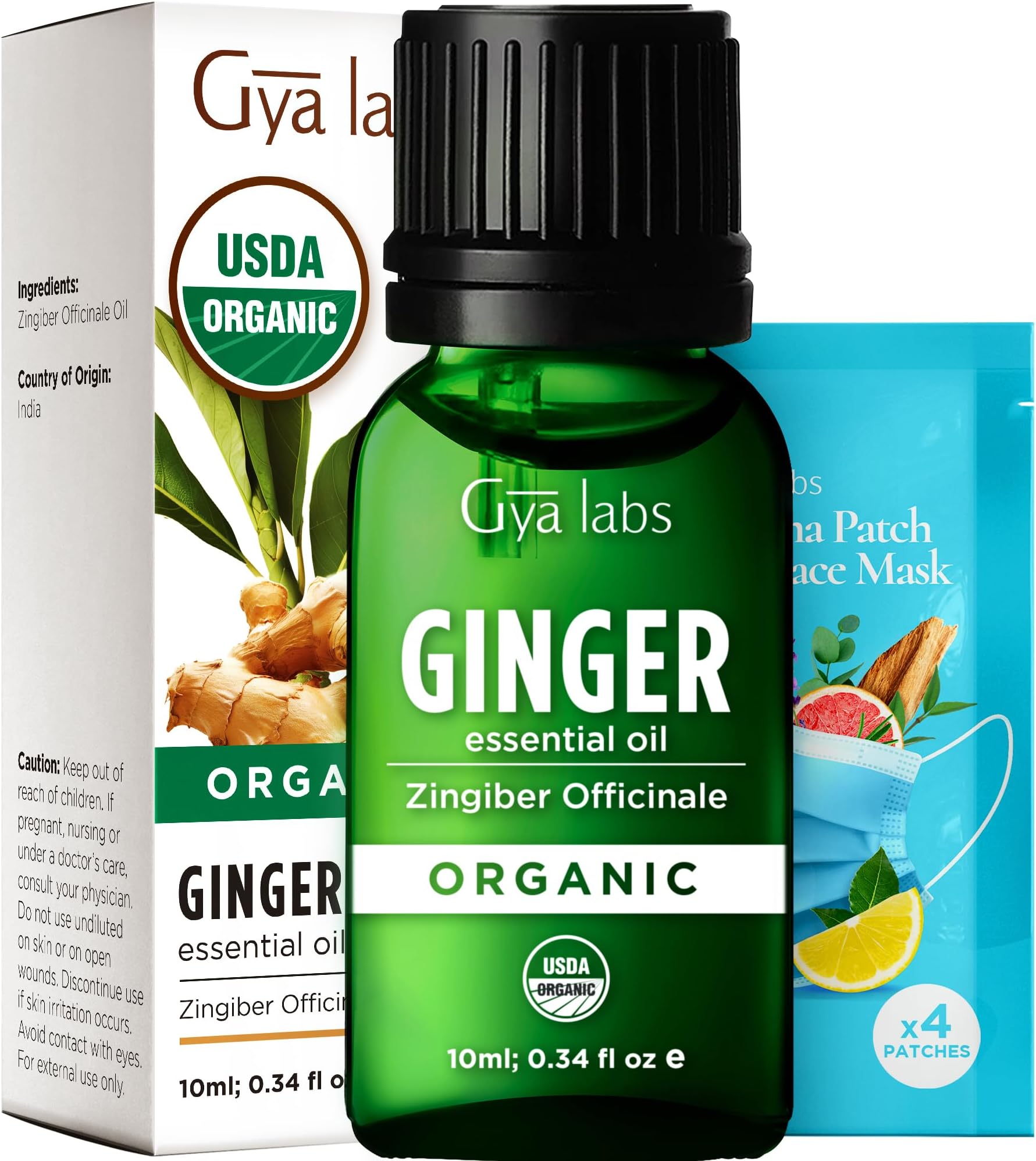 Gya Labs USDA Certified Organic Ginger Essential Oil for Warming Massage, Diffuser - for Topical Use, Hair, Aromatherapy, Spicy & Energizing Aroma - DIY Candle Making Scents - 0.34 Fl Oz