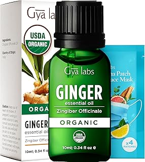 Organic Ginger Essential Oil - 0.34 Fl Oz - for Skin, Hair, Diffuser, Aromatherapy, DIY Candle Making Scents