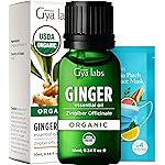 Gya Labs Organic Ginger Essential Oil - 0.34 Fl Oz - for Skin, Hair, Diffuser, Aromatherapy, DIY Candle Making Scents