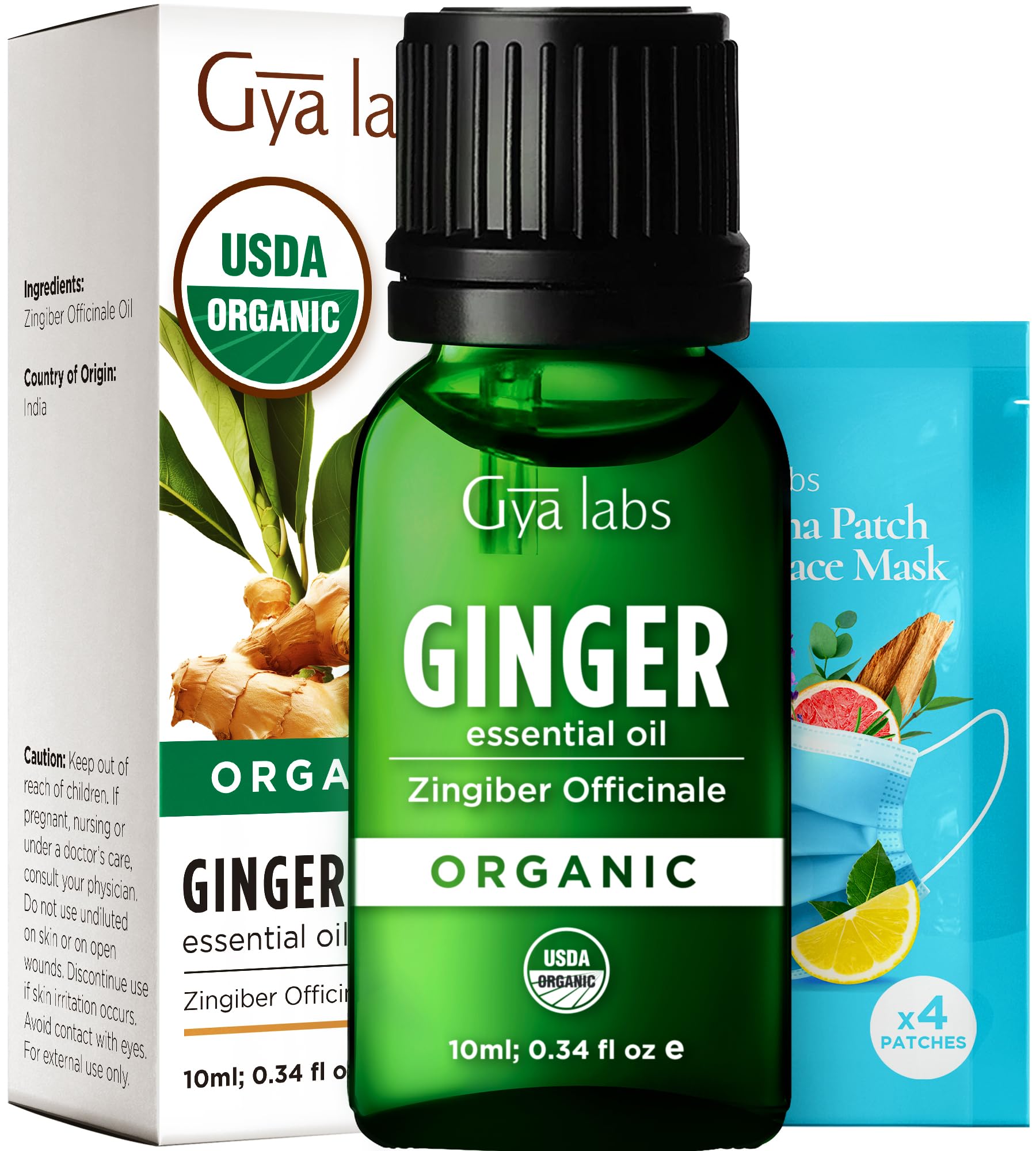 Gya Labs Organic Ginger Essential Oil - 0.34 Fl Oz - for Skin, Hair, Diffuser, Aromatherapy, DIY Candle Making Scents