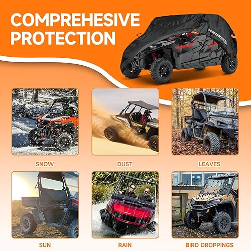 Miniatura 5 de NEVERLAND UTV - Funda impermeable para exteriores, tela Oxford compatible con Polaris RZR Yamaha Can-Am Defender Kawasaki Ranger Cover 4-6