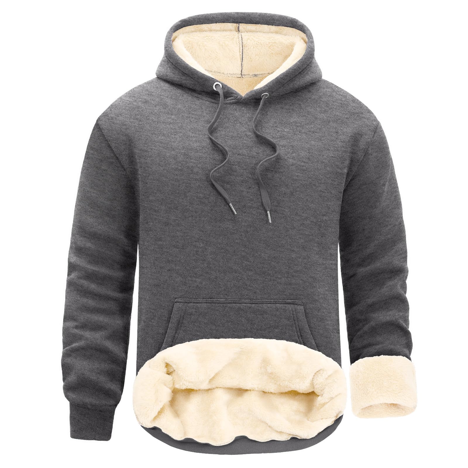 UMIPUBO Felpa Uomo con Cappuccio Invernale Giacca Felpe in Pile Caldo Manica Lunga Termica Foderato Pullover Girocollo Hoodie Sweatshirt con Tasche Cappotto da Uomo Abbigliamento