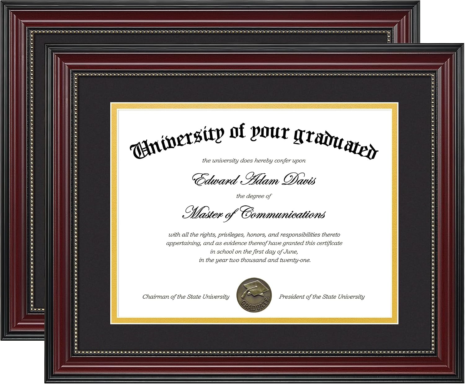 upsimples Diploma Frame 11x14, Wood Grain with Gold Beading, 1 Pack