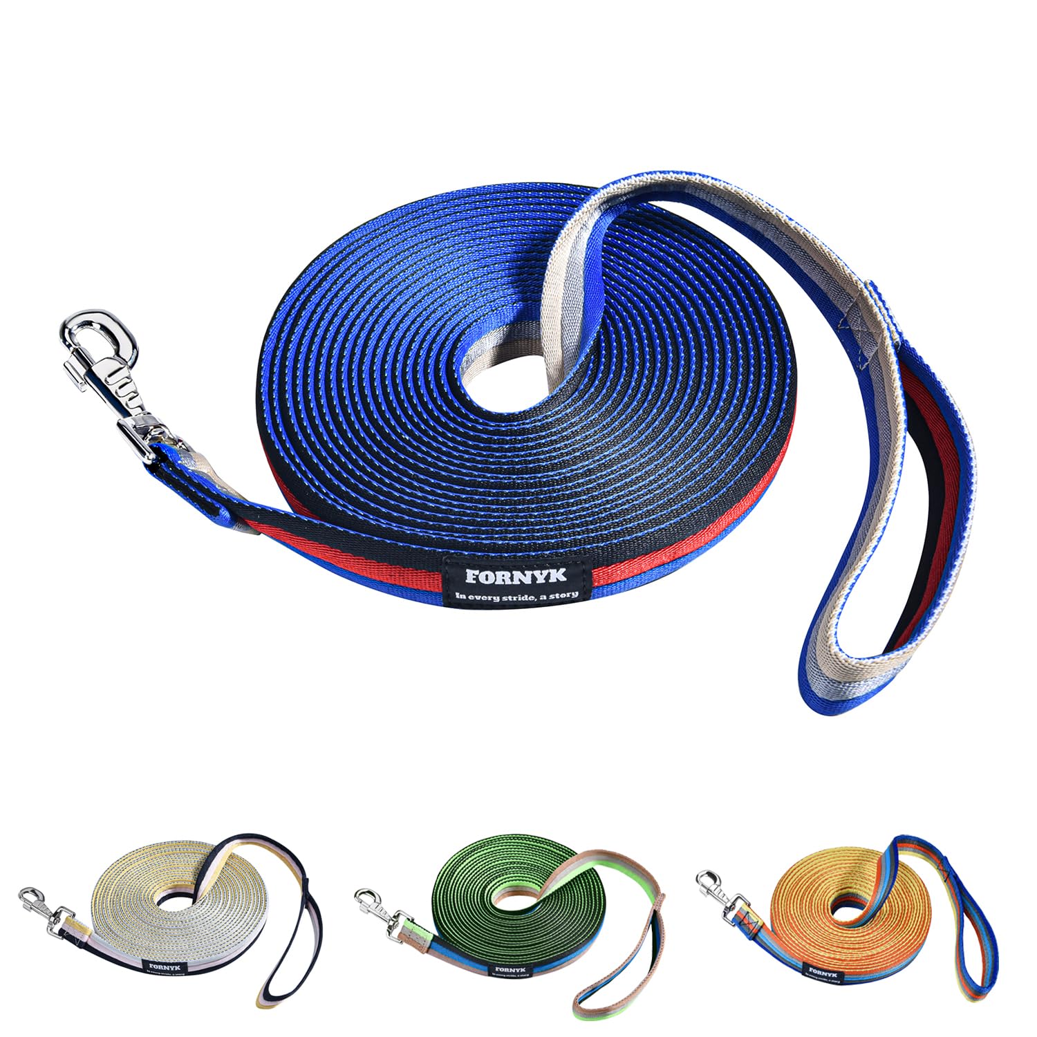 Línea de estocada para caballo, línea de estocada equina con hebilla giratoria de aleación de 360° para entrenamiento ecuestre preciso, competición y uso diario, 26 pies (azul-rojo-negro)