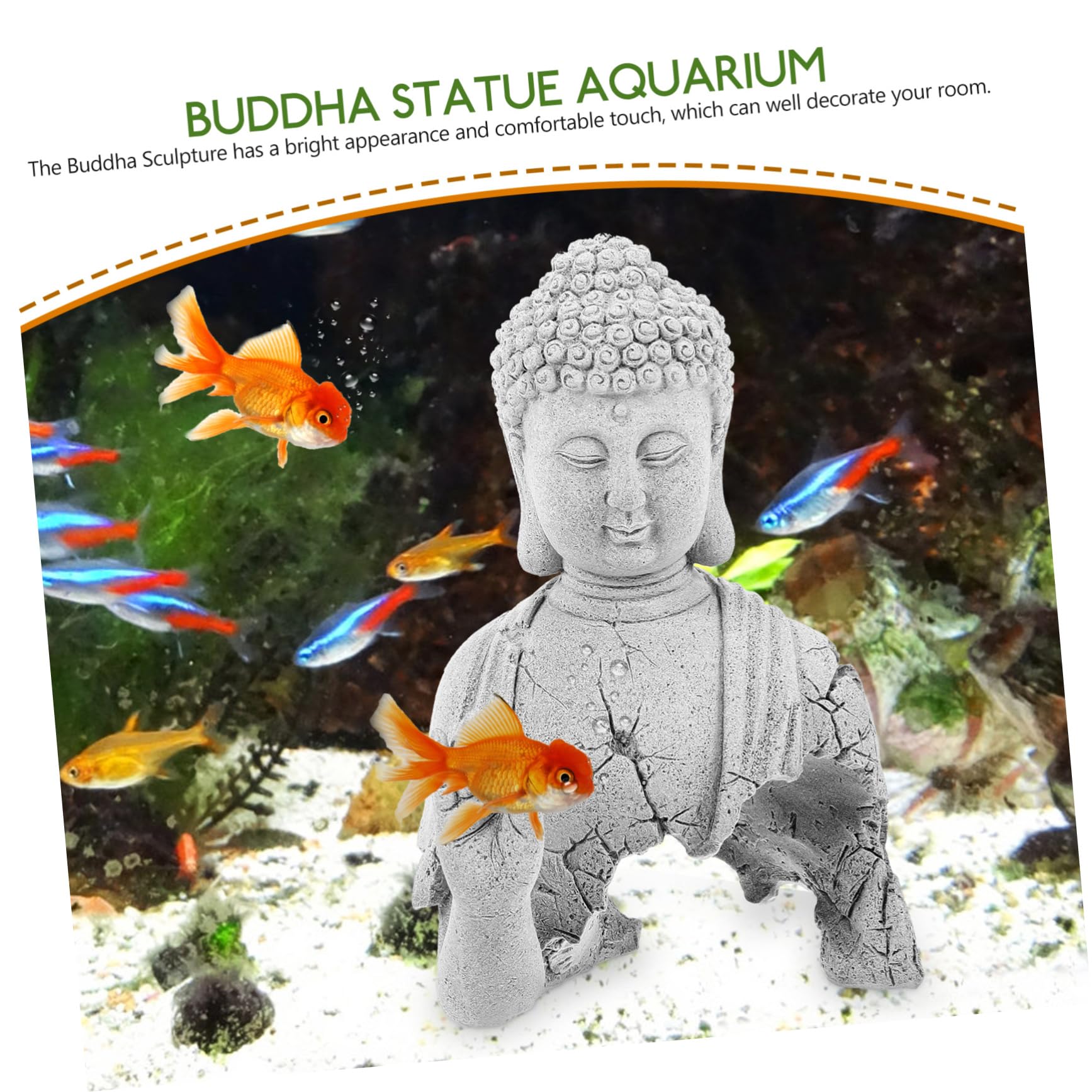 Toyvian Statue de Bouddha pour Aquarium Décoration pour Poisson Sculpture Ancienne Accessoire pour Aquariums et Décor de Jardin