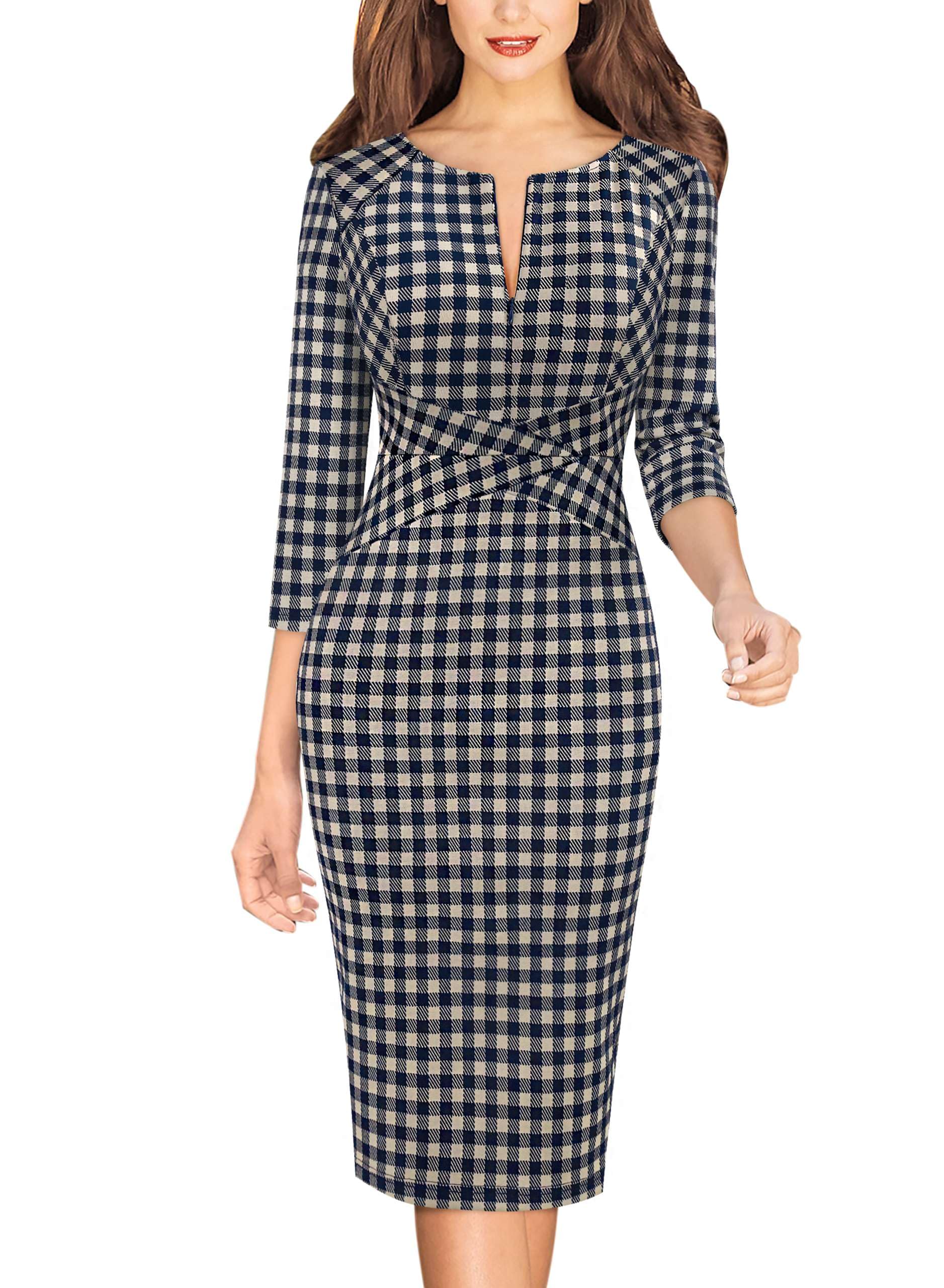 VFSHOW Womens Slim Zipper Up Work Business Office Party Bodycon Pencil Sheath Dress