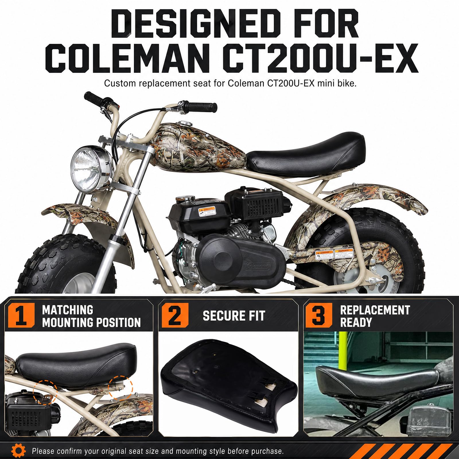 JMCHstore Mini Bike Seat for Coleman CT200UEX 196cc 200cc 15