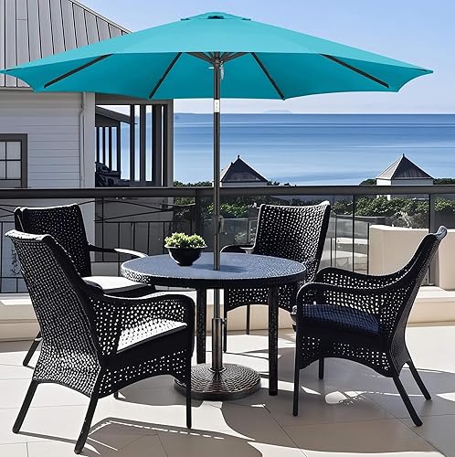 Miniatura 9 de FLAME&SHADE Base redonda de 26 libras para sombrilla de mesa de mercado de patio, para exteriores, bronce