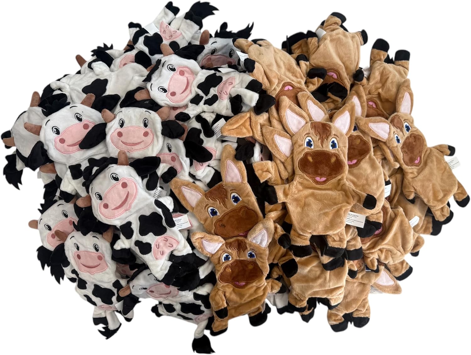 Piggy Poo and Crew Cow & Horse Squeaker Crinkle Toys 100 Lot Bundle for Dogs Puppies Small Animal Fetch Toys