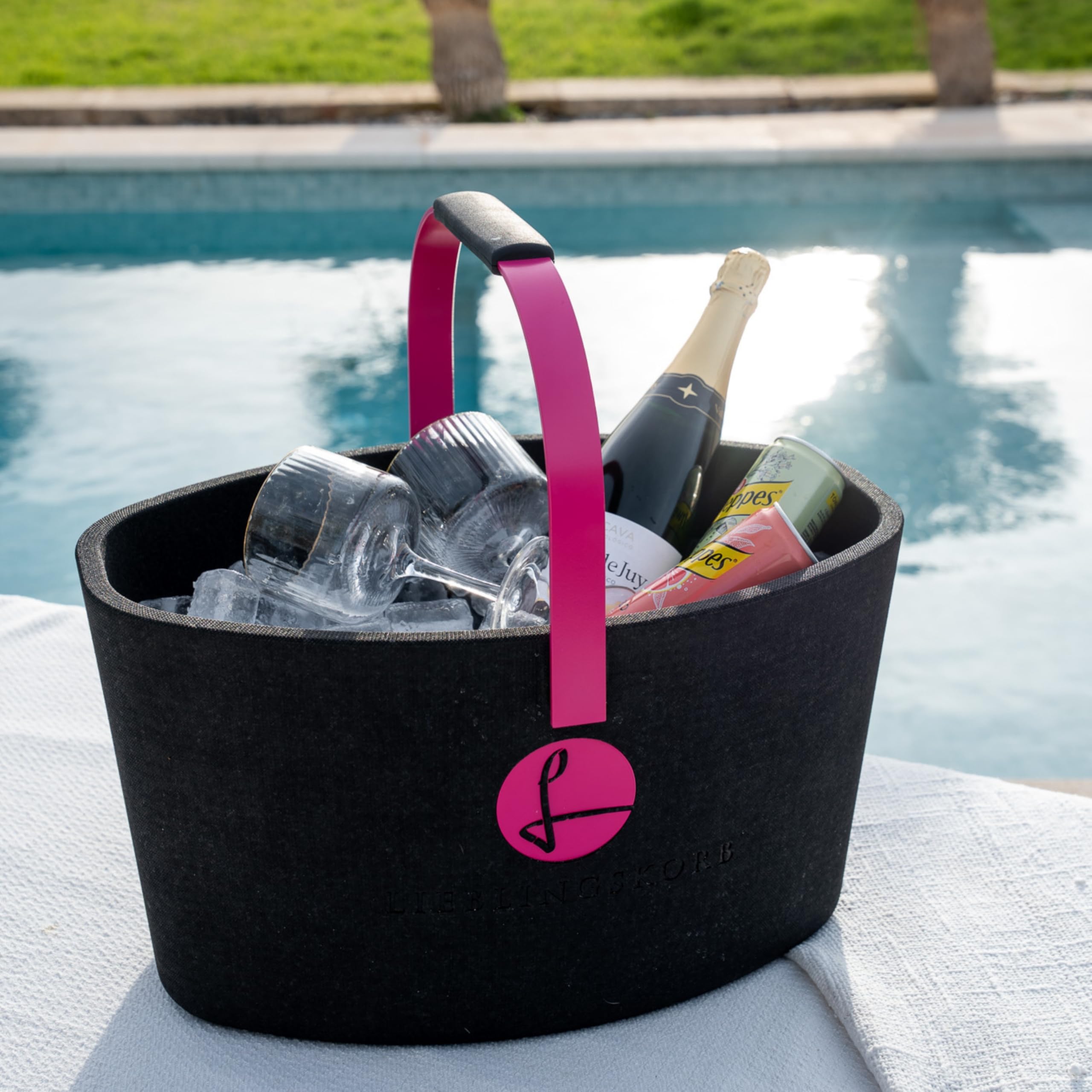 LIEBLINGSKORB Original black champagner - inkl. Deckel, Einlegeboden und Transportring - ultraleichter, kippsicherer & formstabiler Einkaufskorb - Made in Germany - thermoisolierend & abwaschbar