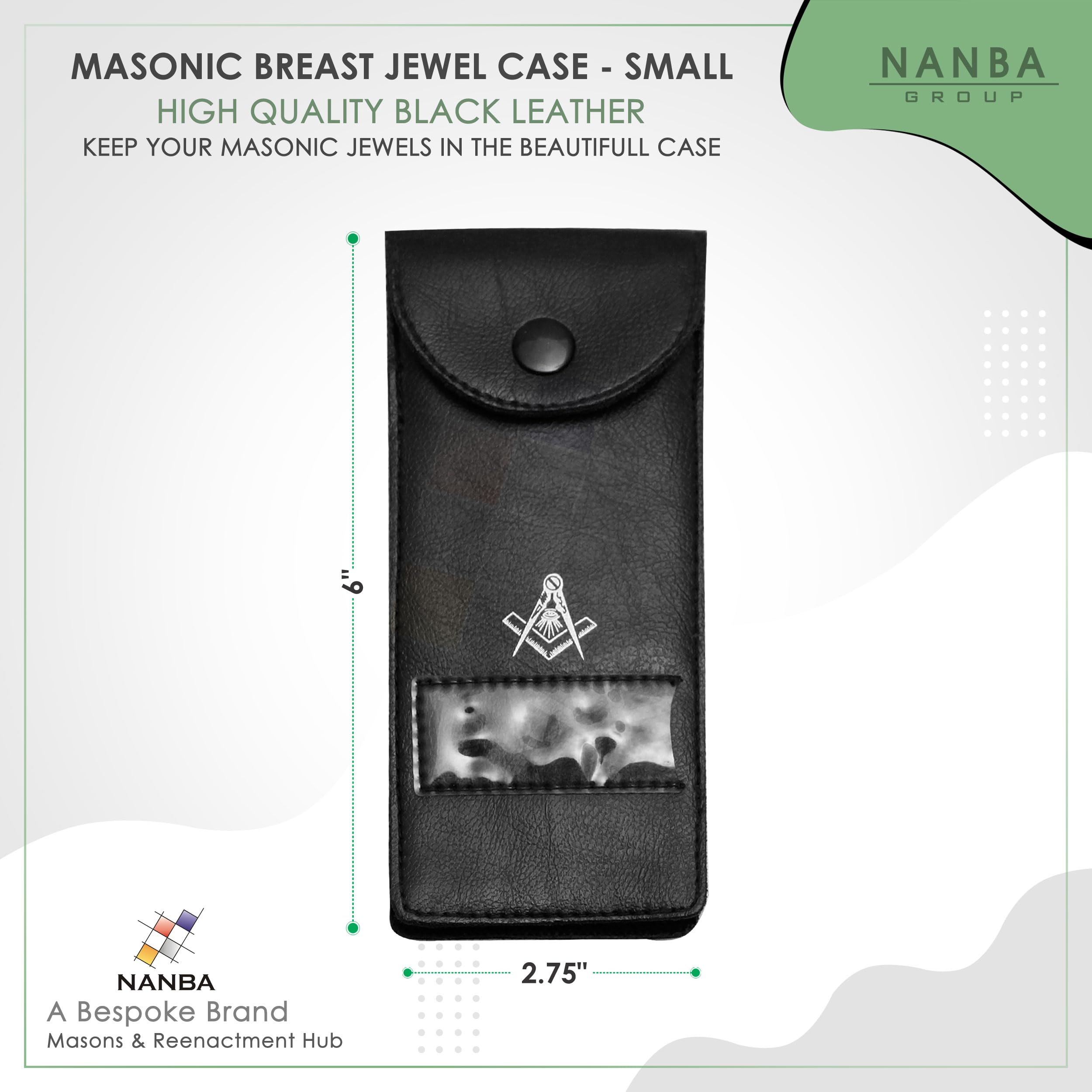 Masonic Regalia Pocket Jewel Holder Case Leather Carry Wallet with Soft Lining for Freemason Lodge Jewels, Pins & Badges - SCG