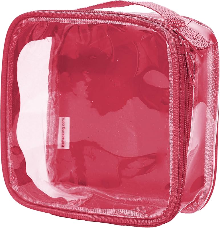 Necessaire de viagem EzPacking Burgundy com zíper, material transparente e 1 unidade