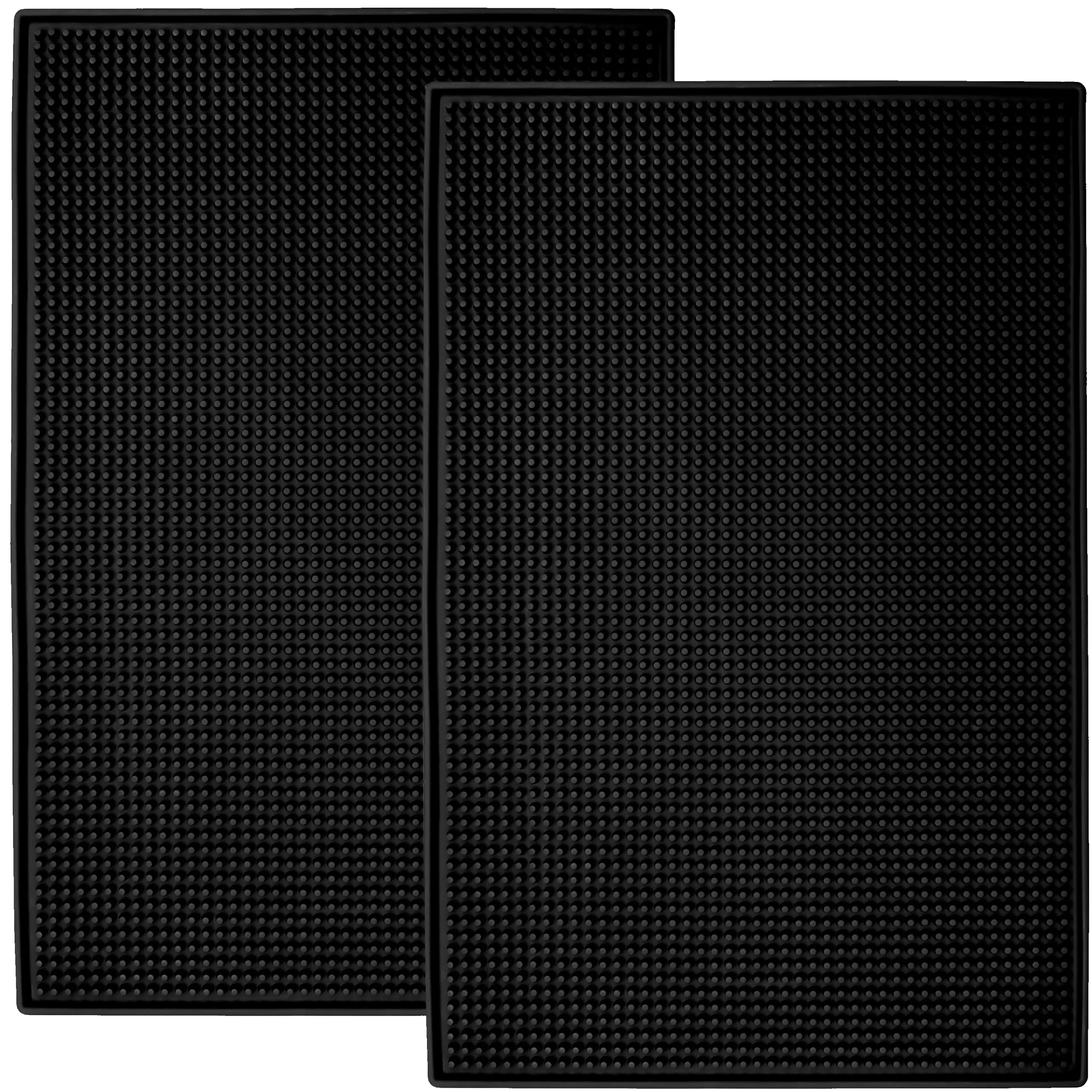 S&T INC. Bar Mat or Coffee Mat, Durable Rubber for Coffee Bar, Dish Drying Pad for Drinking Glasses, 11.9 Inches x 17.8 Inches, Black, 2 Pack