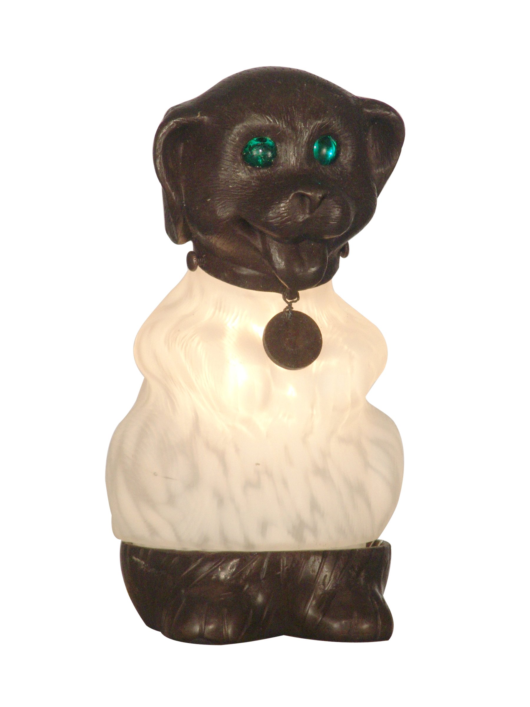 Dale TiffanySpringdale 1800/883A White Dog Hand Blown Art Glass Accent Lamp, Antique Bronze