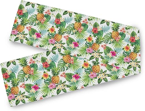 Miniatura 2 de Camino de mesa de piña tropical, hojas de palma, 70 pulgadas de largo, camino de mesa floral de verano para mesa de comedor, cocina, primavera,