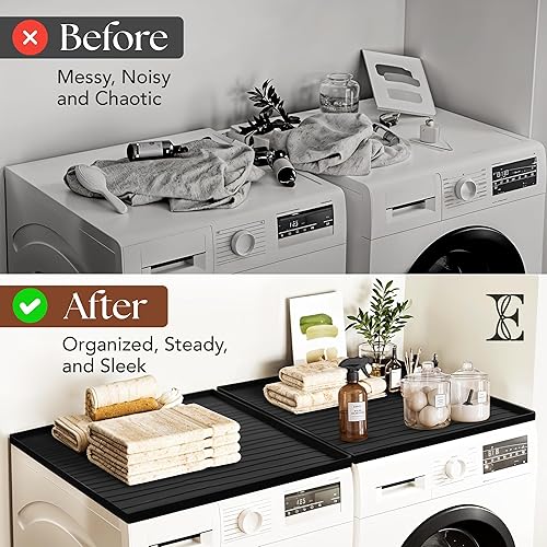 Miniatura 6 de 2 alfombrillas protectoras para lavadora y secadora de 25 x 25 pulgadas, cubierta superior antideslizante, impermeable, de silicona grande para