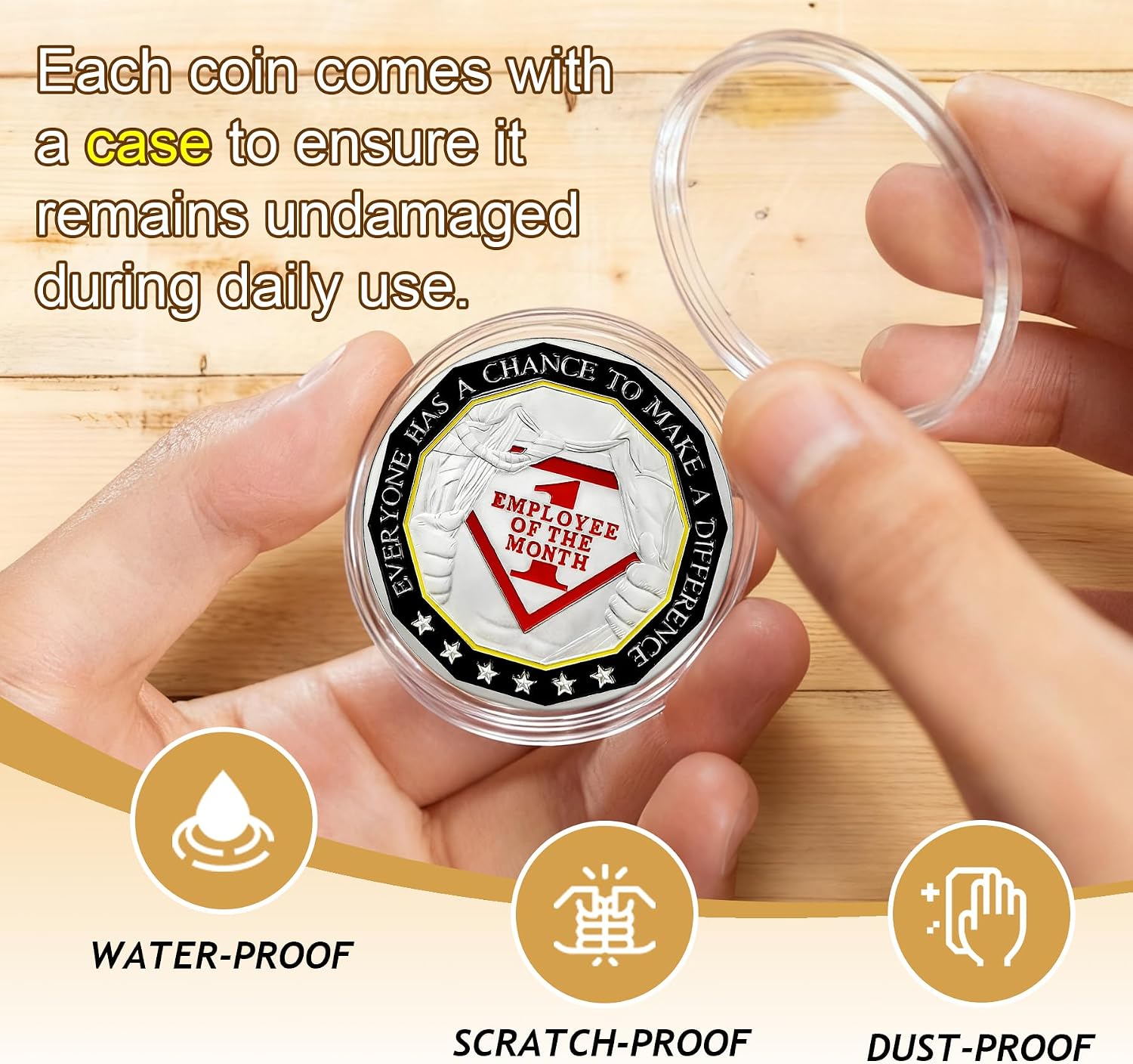 BHealthLife 5 Pcs Employee of the Month Challenge Coins - Employee Appreciation Coins Set - Recognition Gifts for Employee Inspirational Office Desk Gifts for Coworker Staff