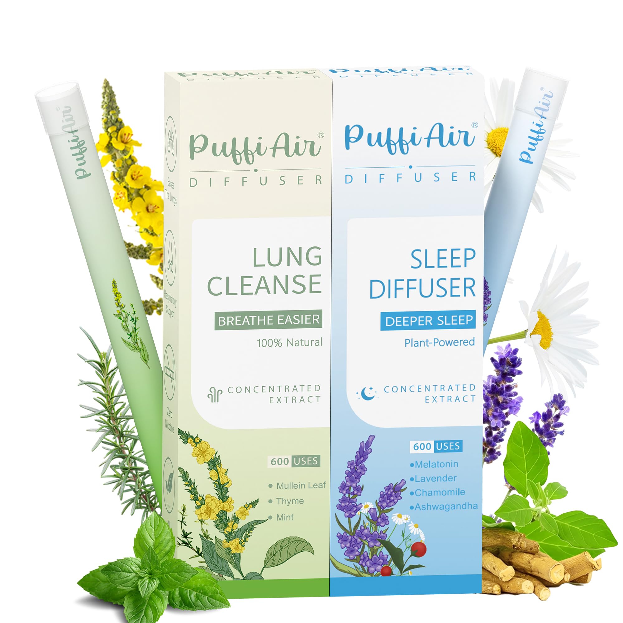 Herbal Diffuser Duo Detox and Sleep Diffuser with Extracts of Mullein Melatonin and Other Biotanicals 100 Natural Swap