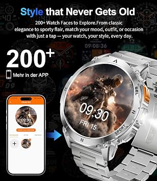 LIGE Military Smart Watches for Men, Smart Watch with 730mAh/1.62 AMOLED Screen/Flashlight/Heart Rate/Sleep/Calling/110+ Sports Mode, Rugged Men's Fitness Tracker Watch for Android iOS,Silver