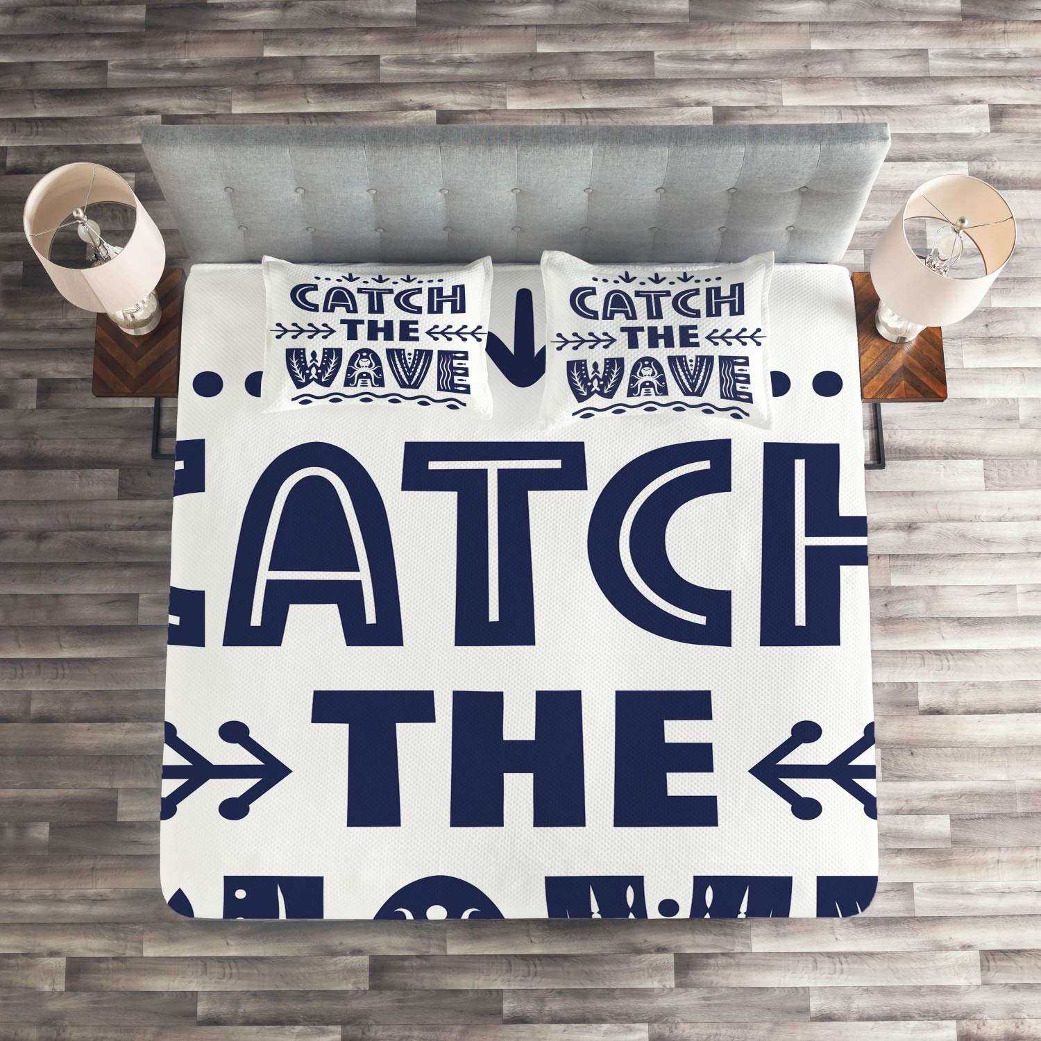 Colcha Lunarable Ocean Con Diseño De Playa De Arena De Verano Con Pez De Mar En La Playa Hawaiana Tropical, Juego De Funda Acolchada Decorativa Con Fundas De Almohada, Color Crema