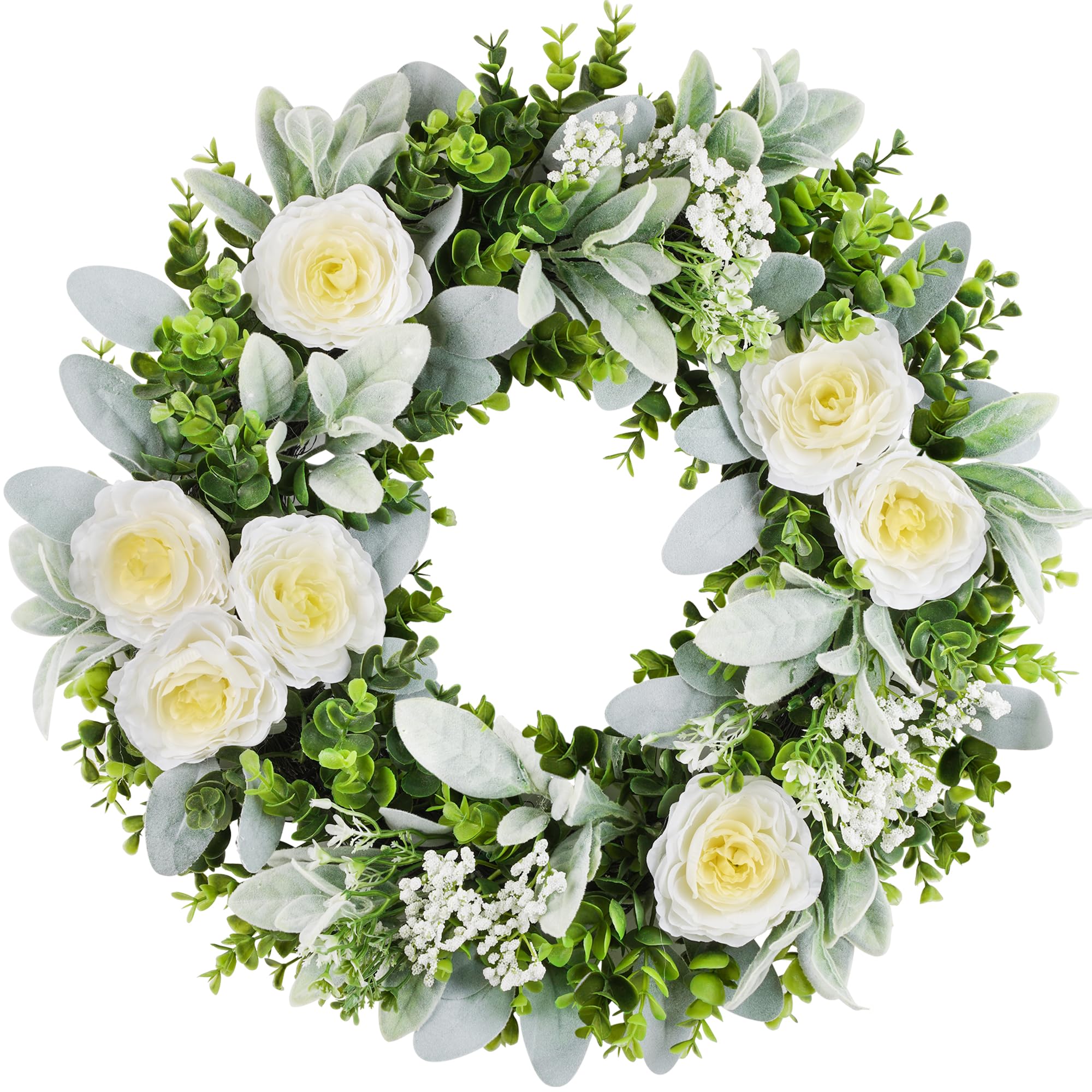 Amazon.com: COLORSPEC 20 Inch Boxwood Wreaths Front Door with Roses ...