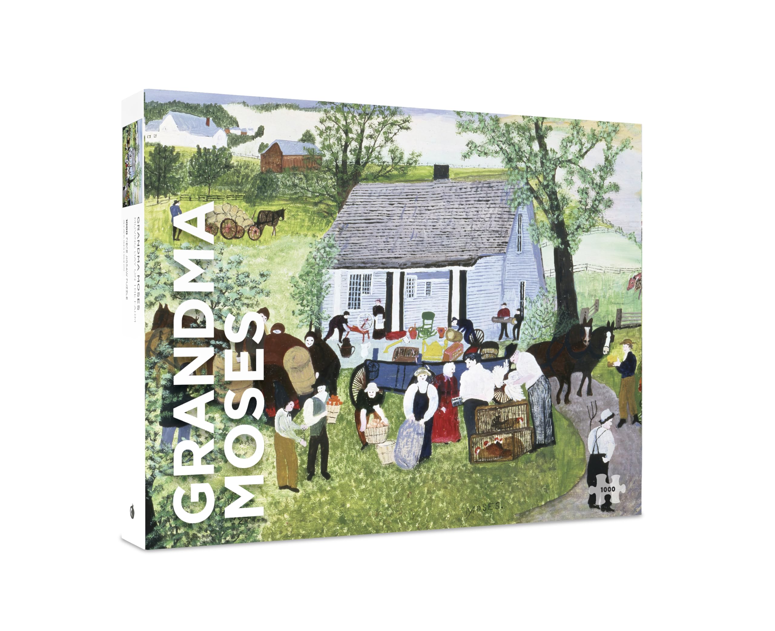 Pomegranate 1000-Piece Jigsaw Puzzle for Adults, Grandma Moses Moving Day on The Farm, Matte Finish, Snug Fit